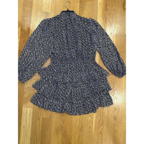 Express Black & White Ruffled Dress Size L – Feminine Flowy Silhouette Chic Stat - Picture 3 of 9